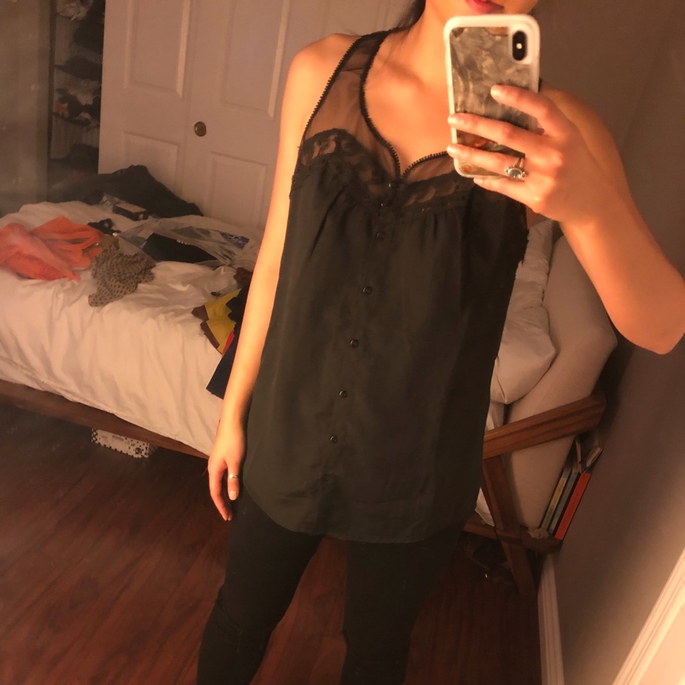 Mesh blouse tank